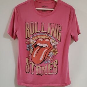 The Rolling Stones Pink Graphic Womens Tee Size Small
